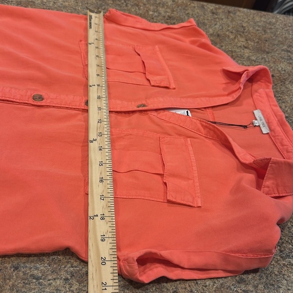 Love Tree Button Down Top Size Small Coral Relaxed Fit Short Cap Sleeves - Picture 11 of 15
